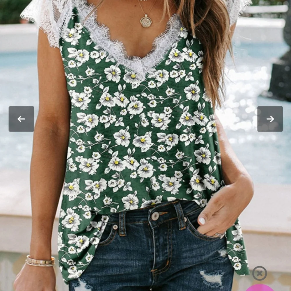 ๐ฅNew boutique Green floral eyelash top - Picture 4 of 11